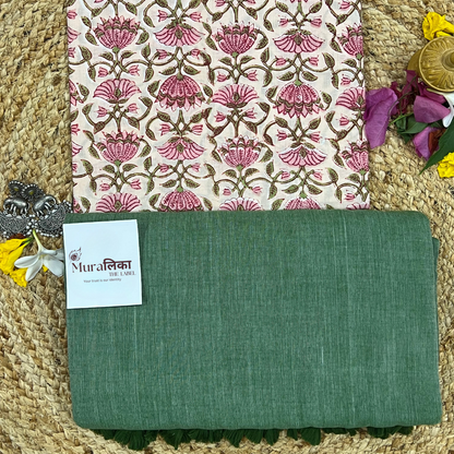 Muralika Leaf Green Handloom Saree