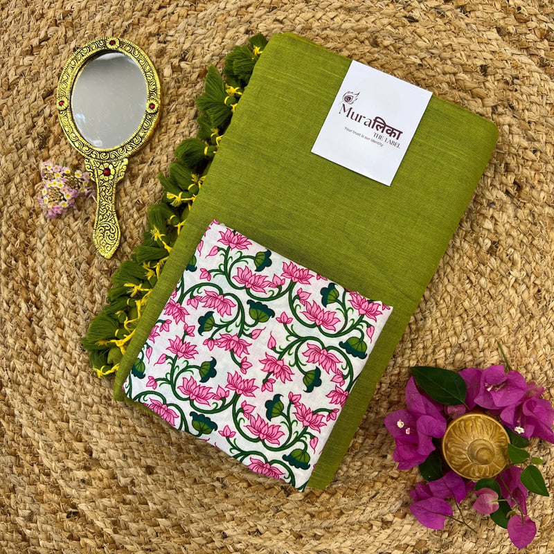 Muralika Light Mehendi Handloom Saree - Muralika the label