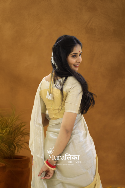 Muralika Pure Elegance  Half n Half Handloom Tissue Saree