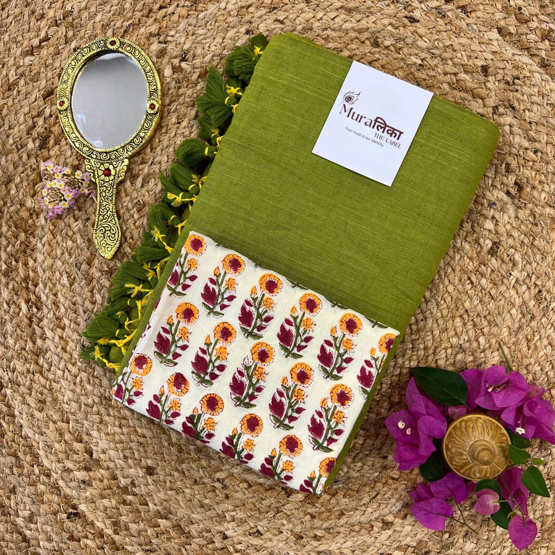 Muralika Light Mehendi Handloom Saree - Muralika the label