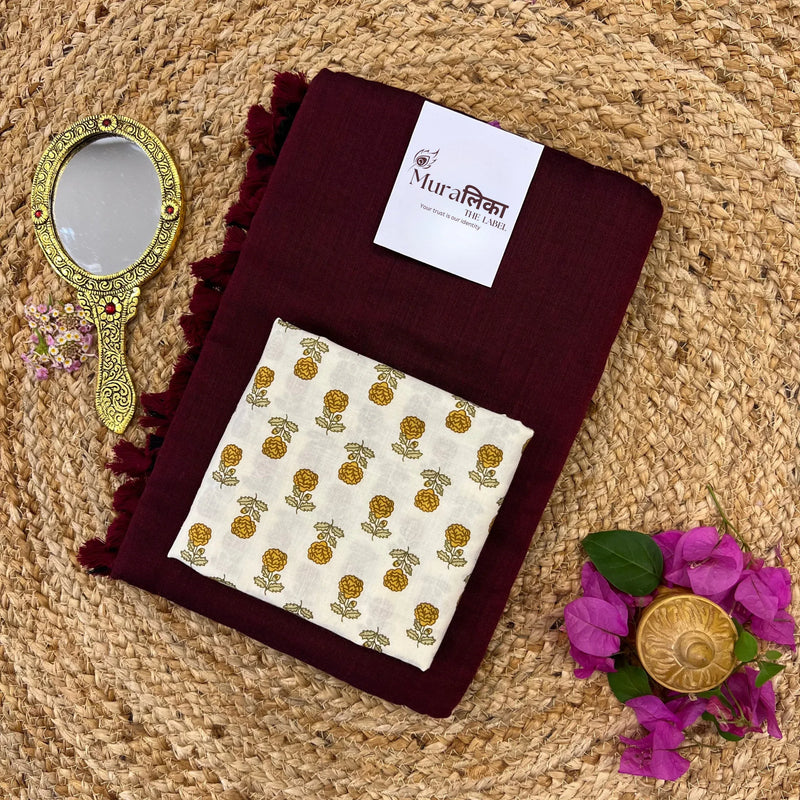 Muralika Dark Maroon Handloom Saree - Muralika the label