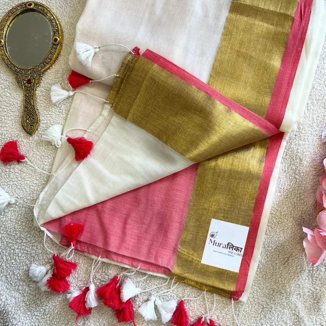 Aaradhya Mulmul Cotton Saree - Muralika the label