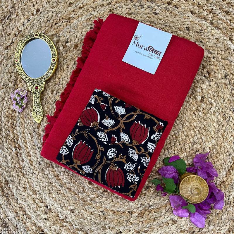 Muralika Red Handloom Saree - Muralika the label
