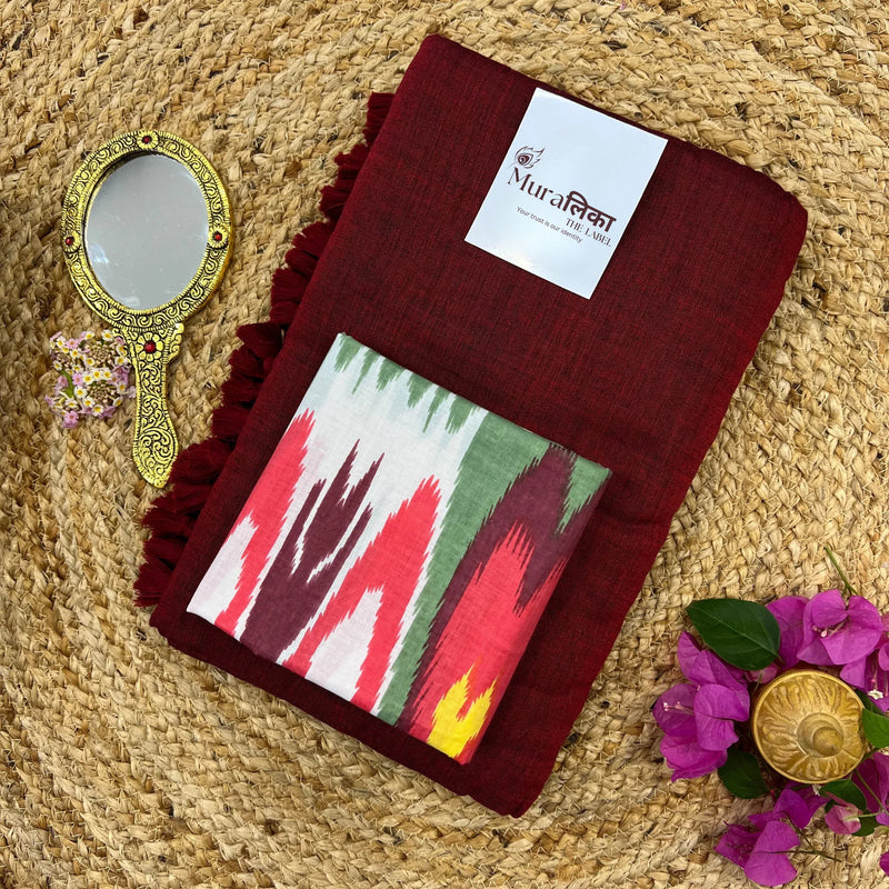 Muralika Light Maroon Handloom Saree - Muralika the label