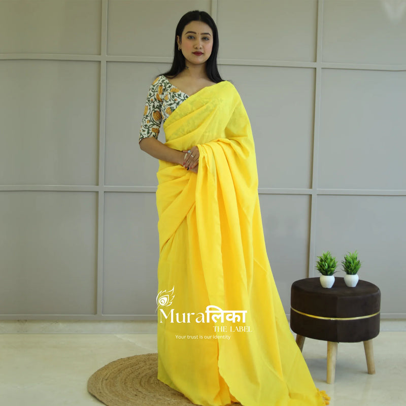 Muralika Yellow Handloom Saree - Muralika the label