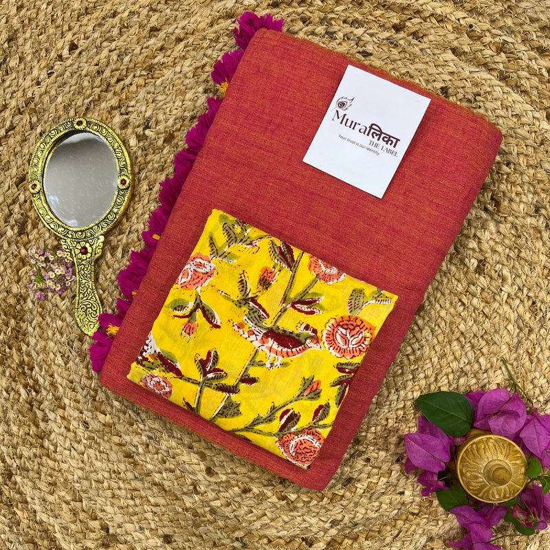 Muralika Dual Tone Brick Hue Handloom Saree - Muralika the label