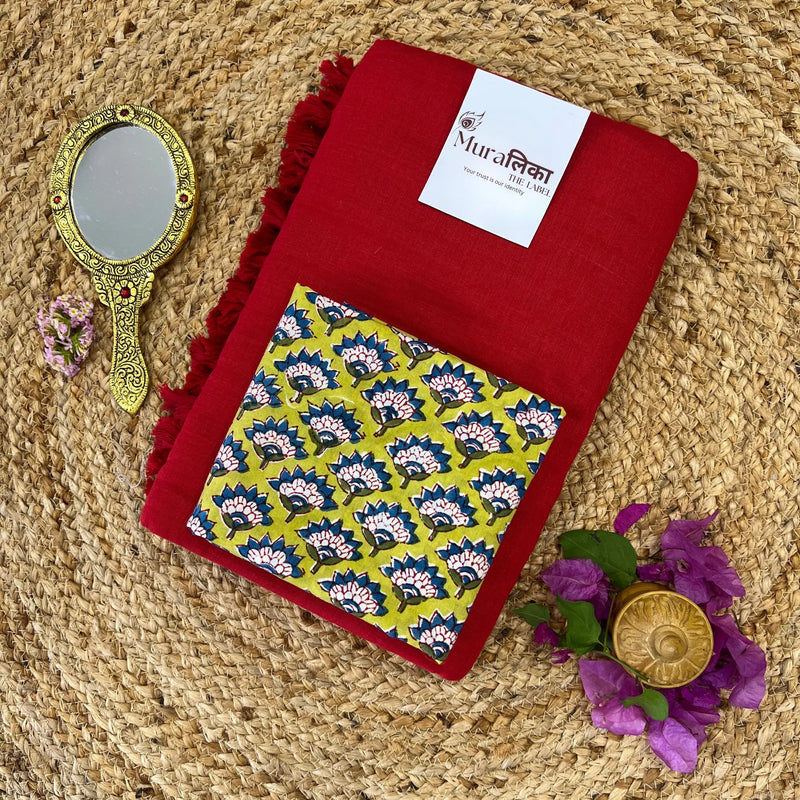 Muralika Red Handloom Saree - Muralika the label