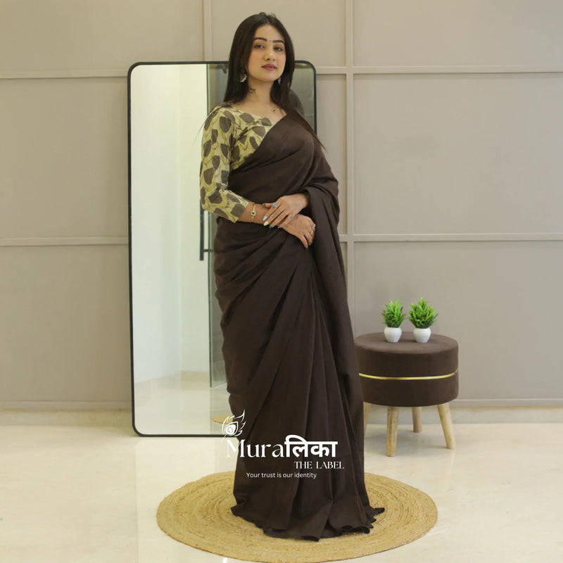 Muralika Coffee Brown Handloom Saree - Muralika the label