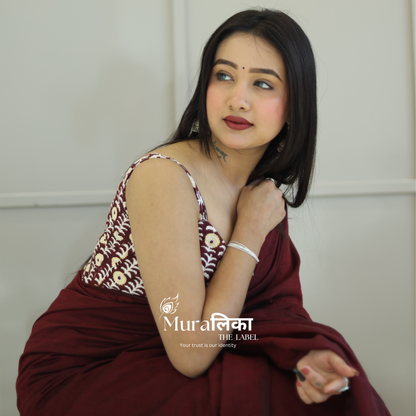 Muralika Dark Maroon Handloom Saree