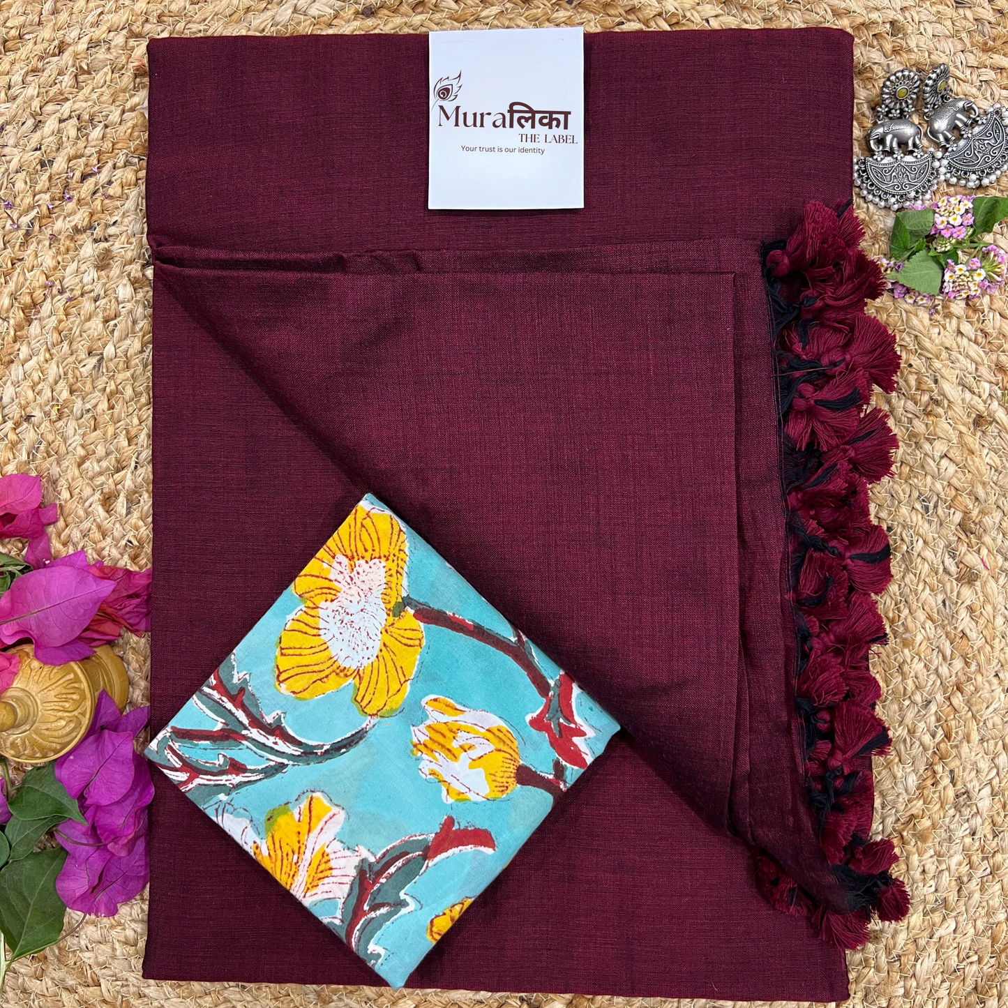 Muralika Light Maroon Handloom Saree