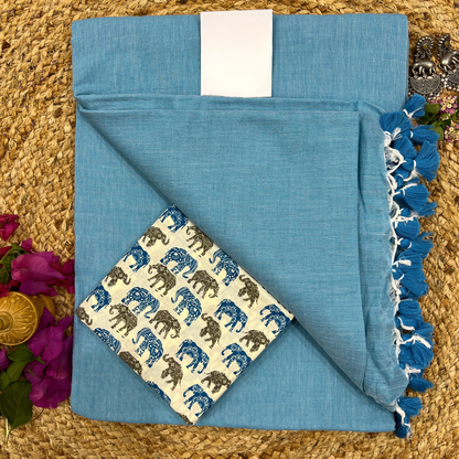 Muralika Sky Blue Handloom Saree