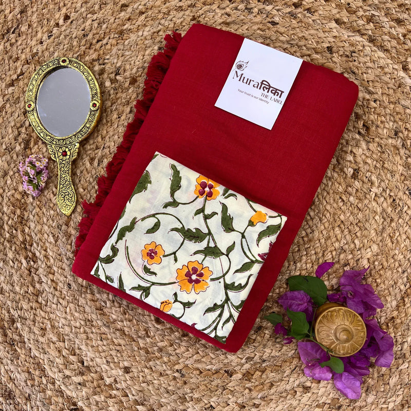 Muralika Red Handloom Saree - Muralika the label