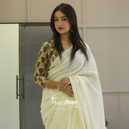 Muralika Off White Handloom Saree