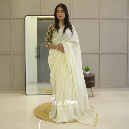 Muralika Off White Handloom Saree
