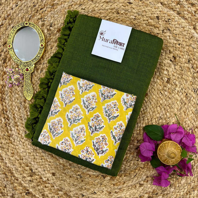 Muralika Mehendi Green Handloom Saree - Muralika the label