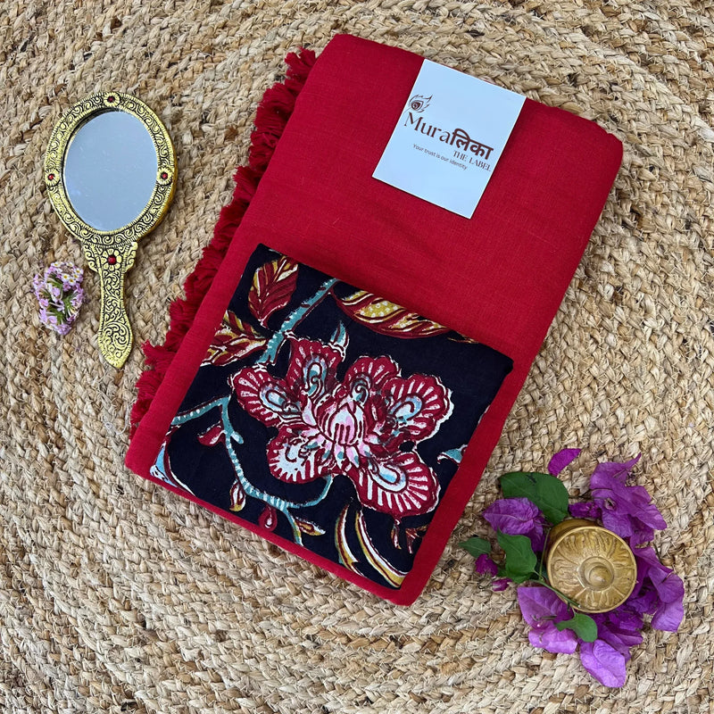 Muralika Red Handloom Saree - Muralika the label