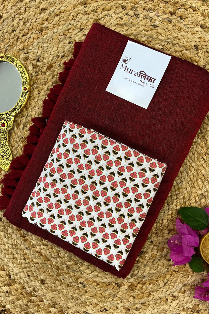 Muralika Light Maroon Handloom Saree - Muralika the label