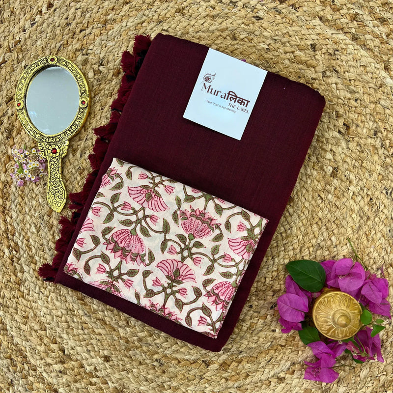 Muralika Dark Maroon Handloom Saree - Muralika the label