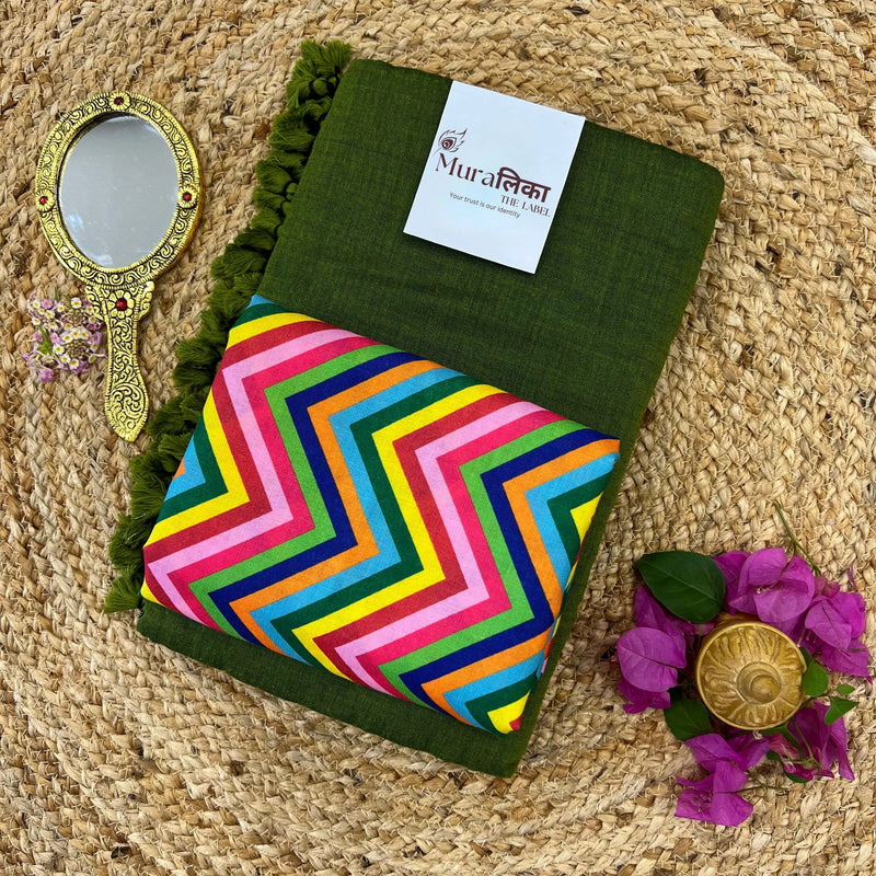 Muralika Mehendi Green Handloom Saree - Muralika the label