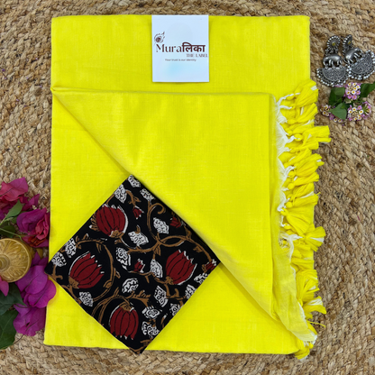 Muralika Lime Yellow Handloom Saree