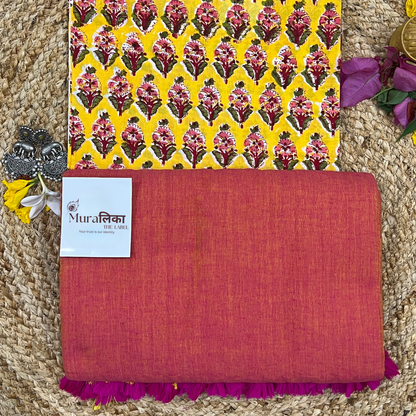 Muralika Dual Tone Brick Hue Handloom Saree
