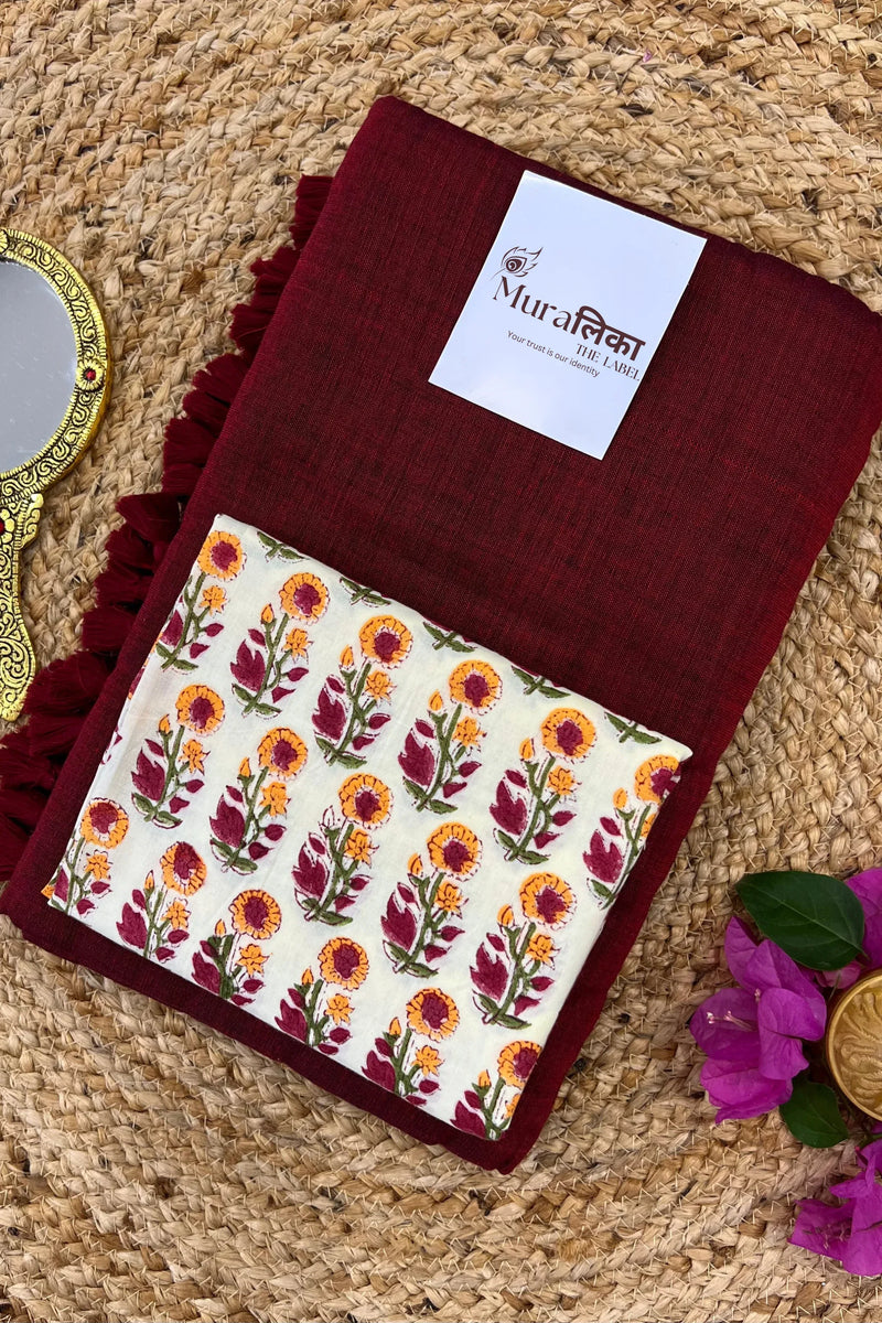 Muralika Light Maroon Handloom Saree - Muralika the label