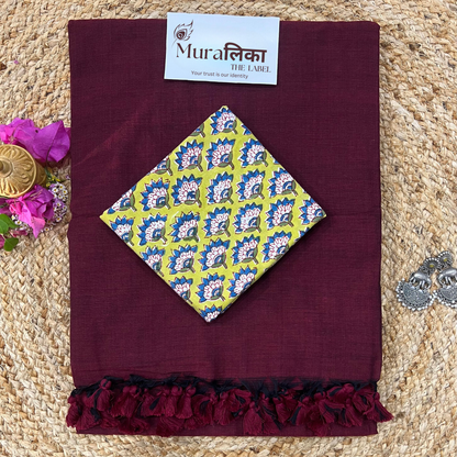 Muralika Dark Maroon Handloom Saree