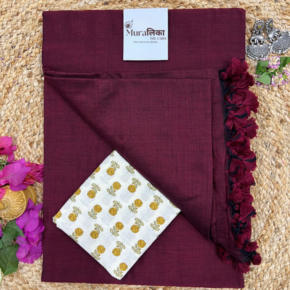 Muralika Dark Maroon Handloom Saree