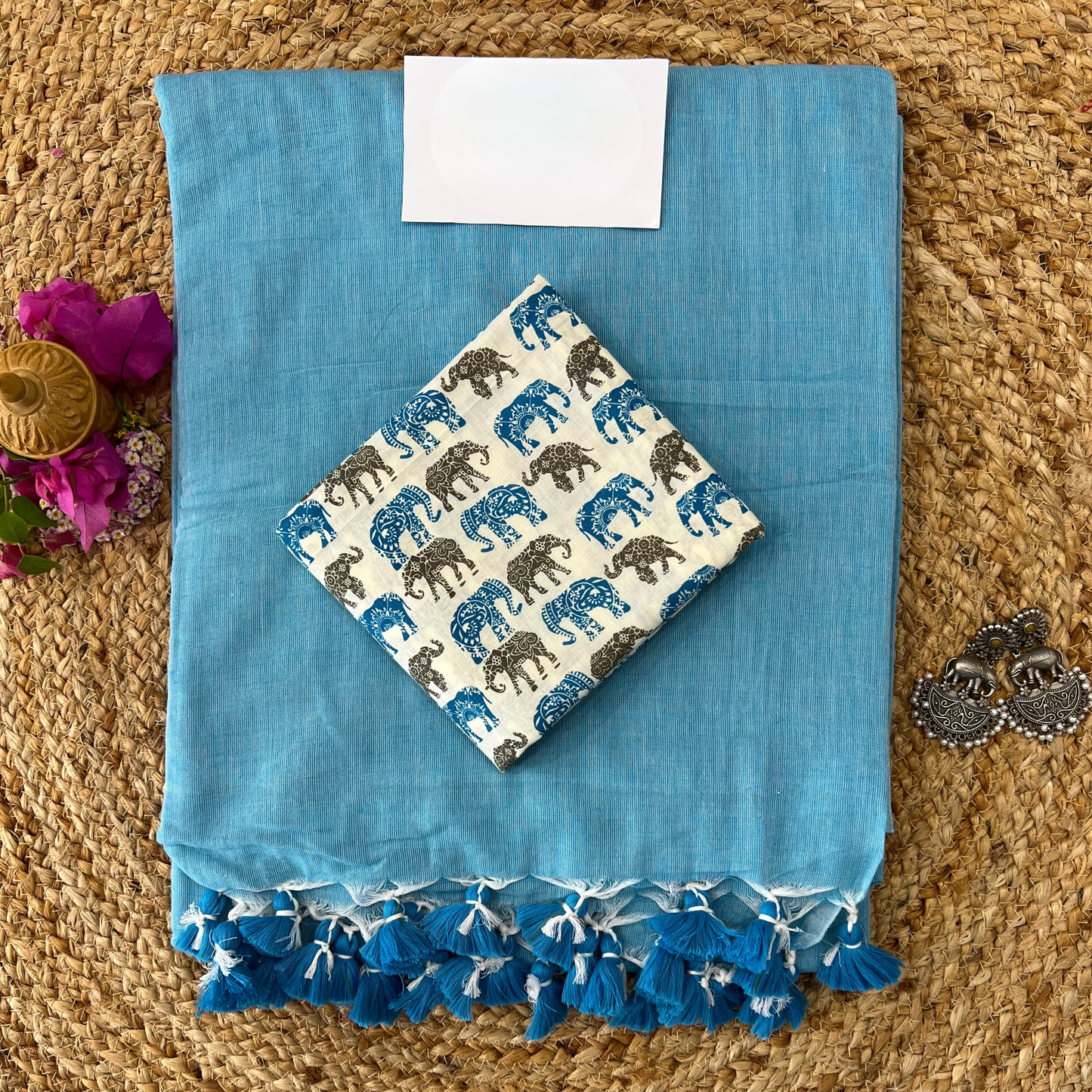 Muralika Sky Blue Handloom Saree