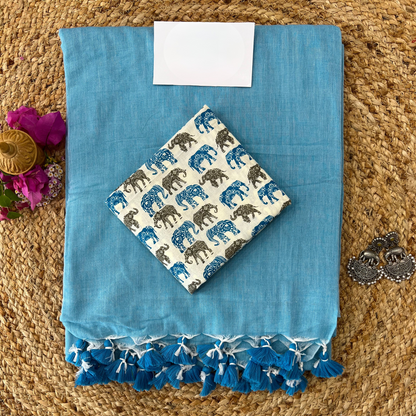 Muralika Sky Blue Handloom Saree