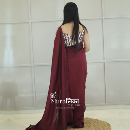 Muralika Dark Maroon Handloom Saree