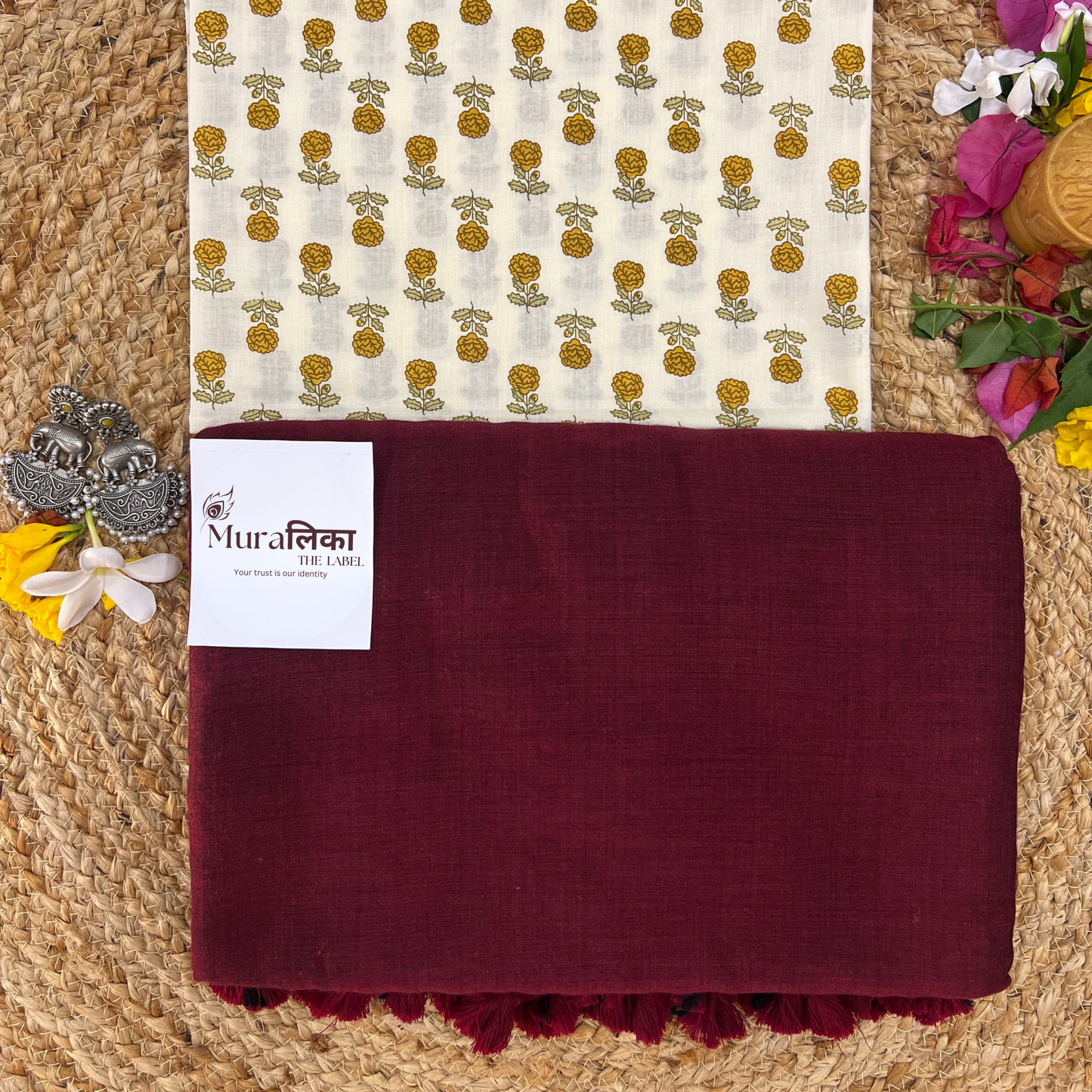Muralika Dark Maroon Handloom Saree