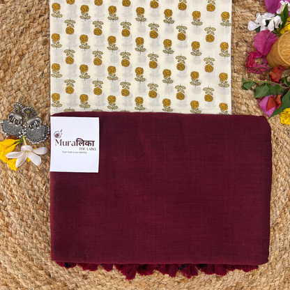 Muralika Dark Maroon Handloom Saree