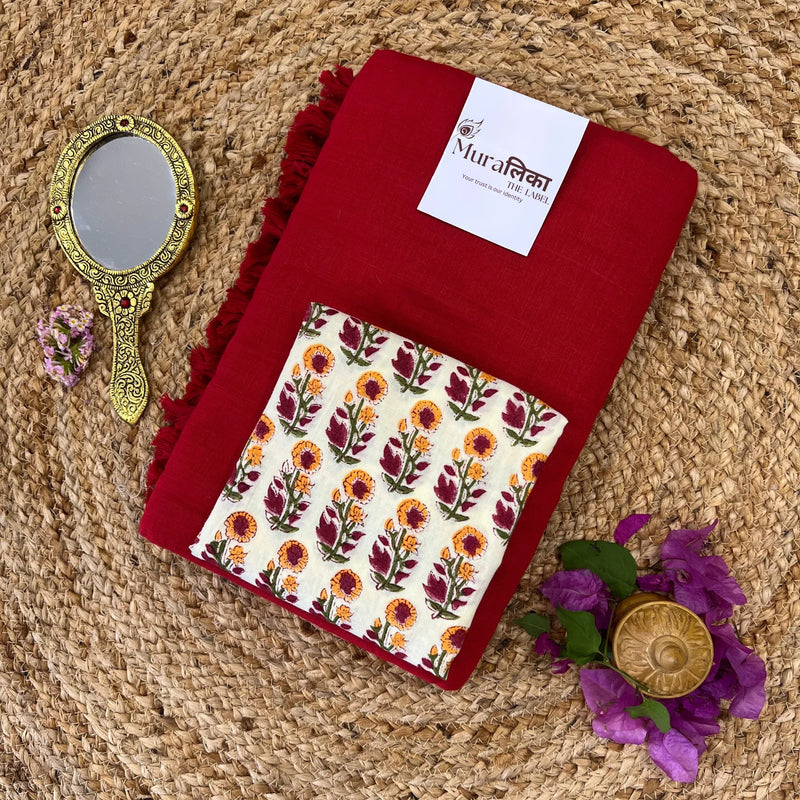 Muralika Red Handloom Saree - Muralika the label