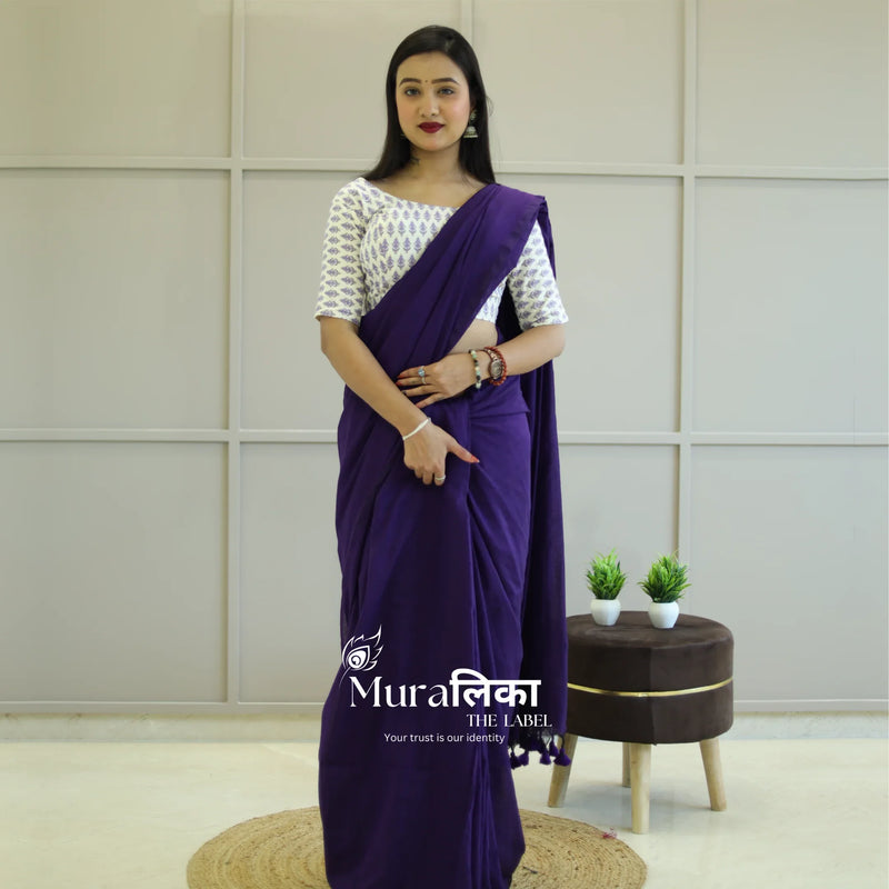 Muralika Purple Handloom Saree - Muralika the label