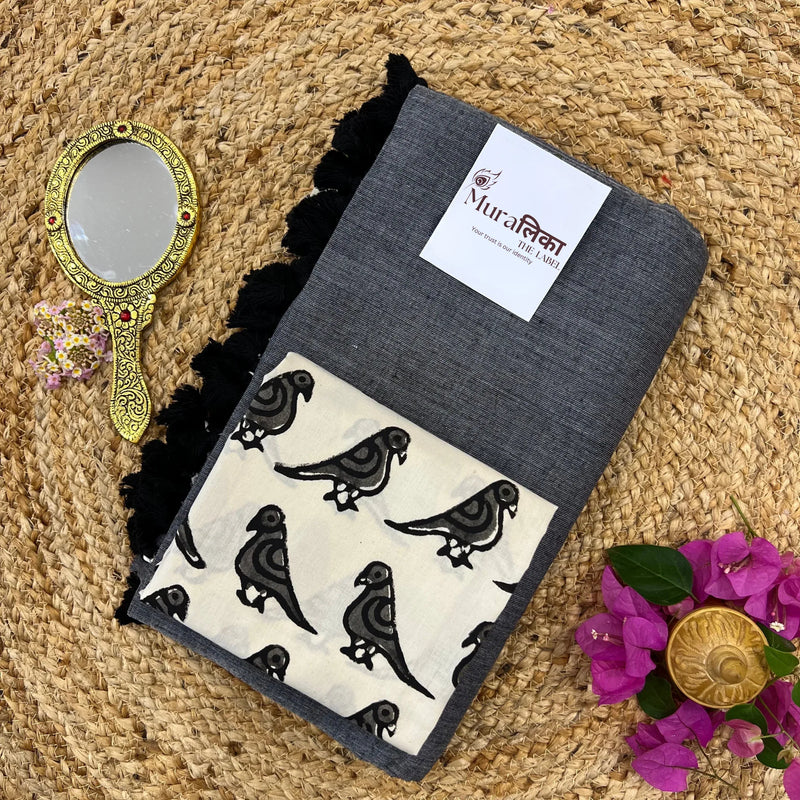Muralika Grey Handloom Saree - Muralika the label