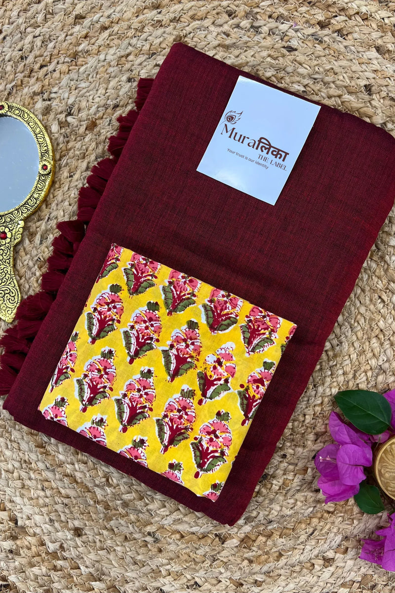 Muralika Light Maroon Handloom Saree - Muralika the label