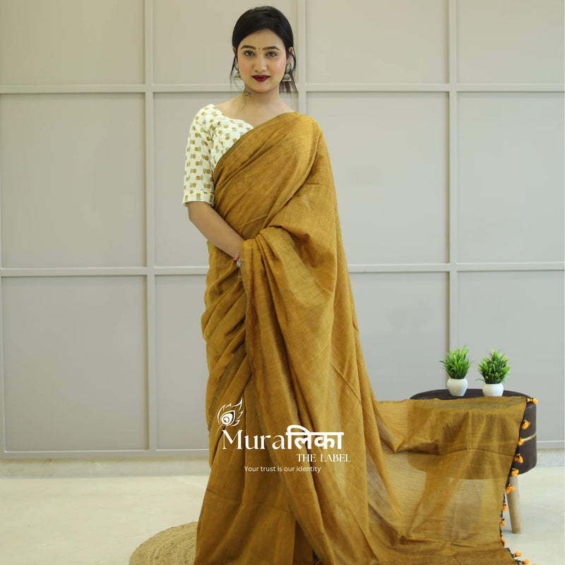 Muralika Mustard Handloom Saree - Muralika the label