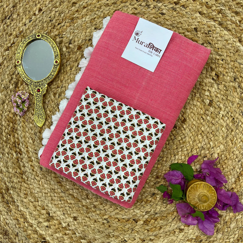 Muralika Peach Handloom Saree - Muralika the label