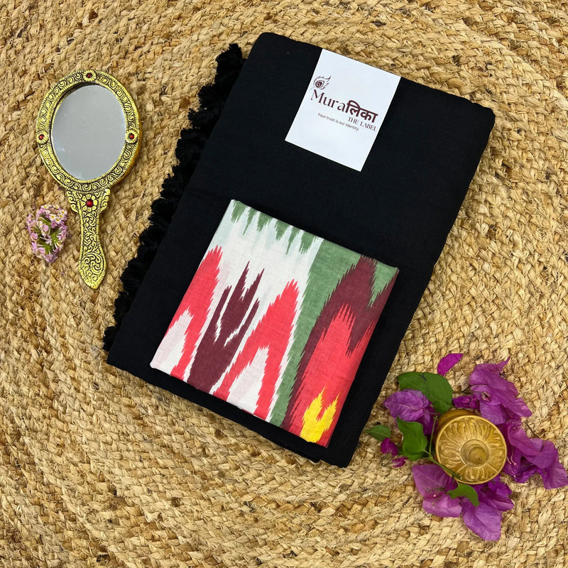 Muralika Black Handloom Saree - Muralika the label
