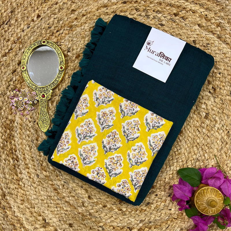 Muralika Rama Green Handloom Saree - Muralika the label