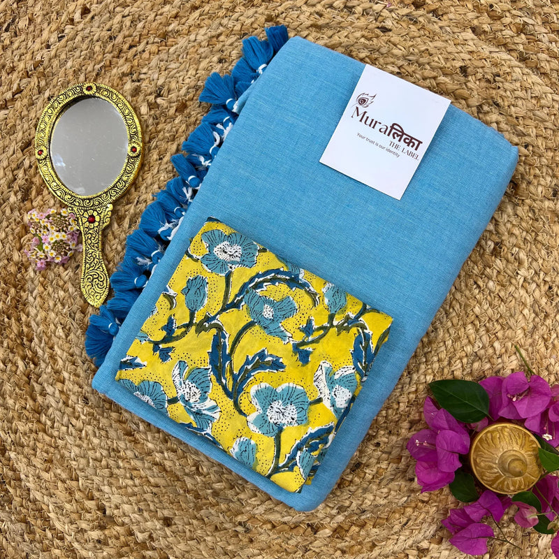 Muralika Sky Blue Handloom Saree - Muralika the label