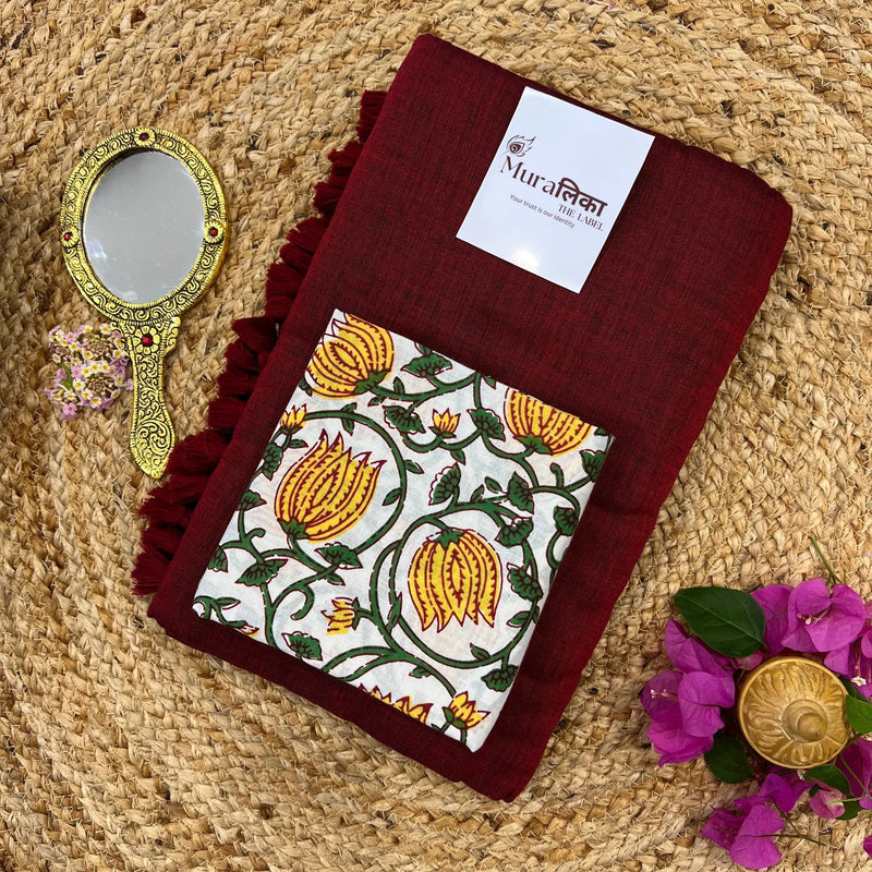 Muralika Light Maroon Handloom Saree - Muralika the label