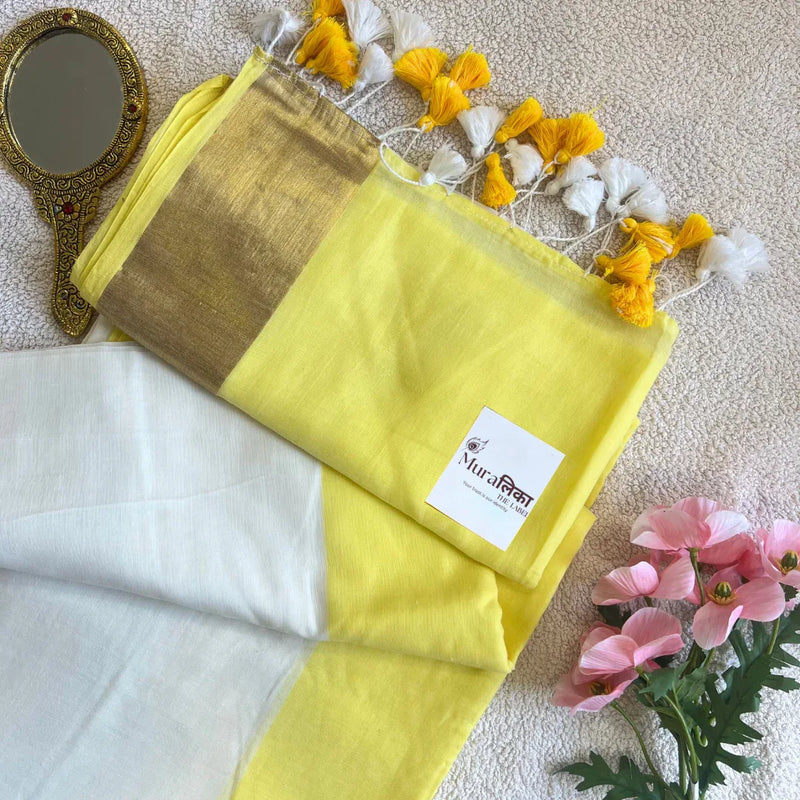 Sunehri Mulmul Cotton Saree - Muralika the label