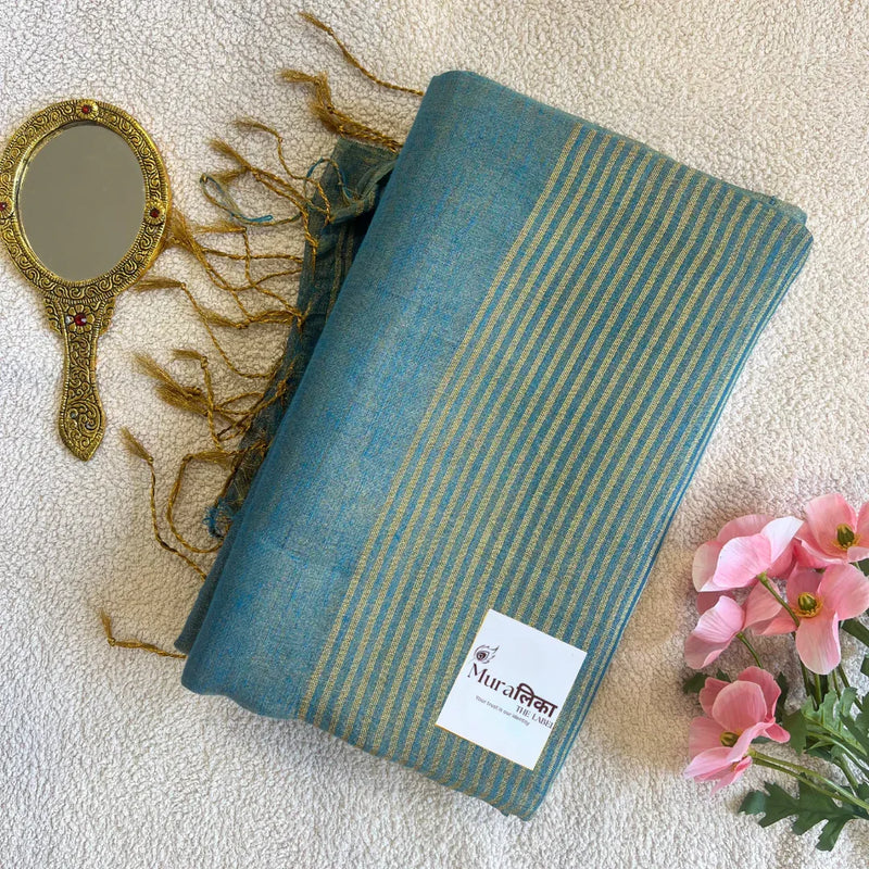 Muralika Pure Elegance Handloom Linen Tissue Saree - Muralika the label
