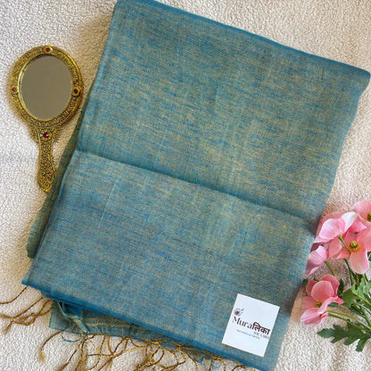 Muralika Pure Elegance Handloom Linen Tissue Saree - Muralika the label