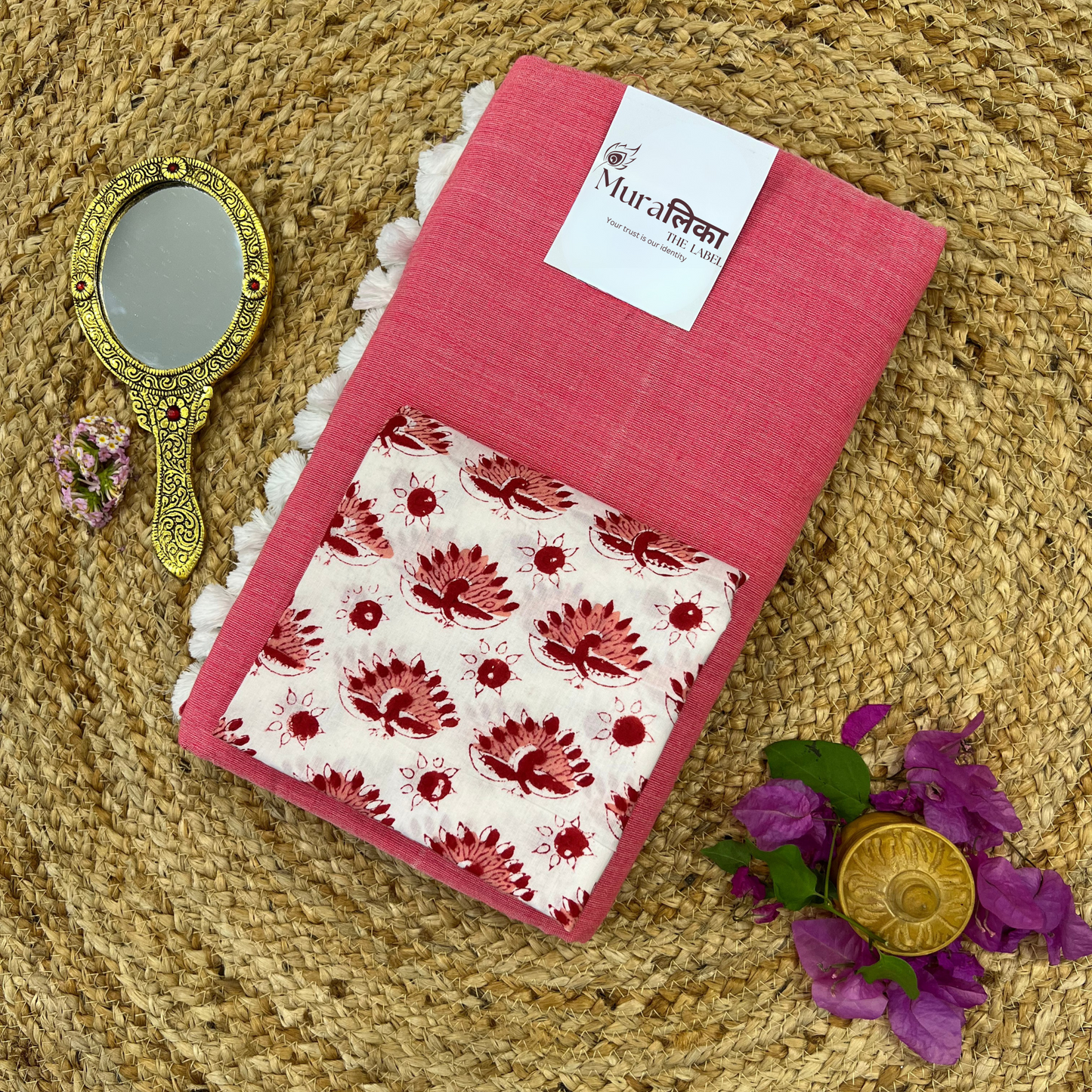 Muralika Peach Handloom Saree