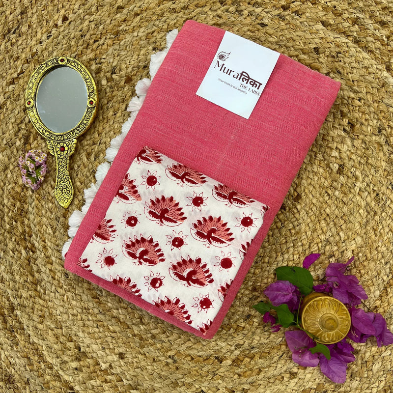 Muralika Peach Handloom Saree - Muralika the label