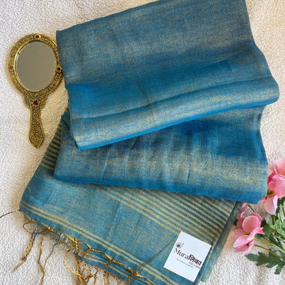Muralika Pure Elegance Handloom Linen Tissue Saree - Muralika the label