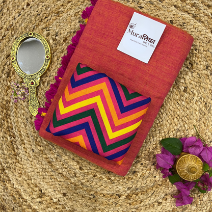 Muralika Dual Tone Brick Hue Handloom Saree